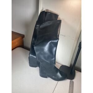 Toe Tos Women's Black Leather Over The Knee Side Zip Boots Size 6